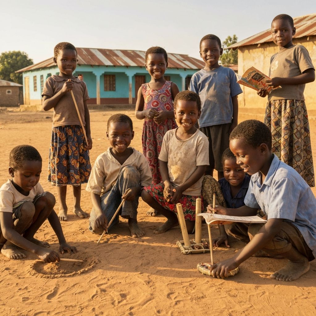 Children playing and learning in Tanzania, community development and hope